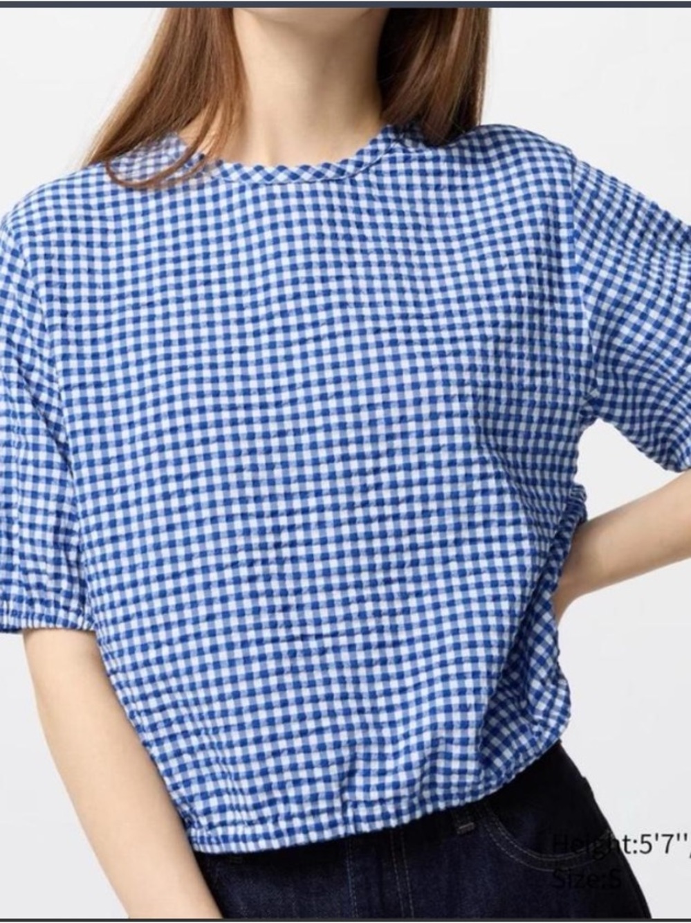 Uniqlo Blue Gingham Short Sleeve Blouse